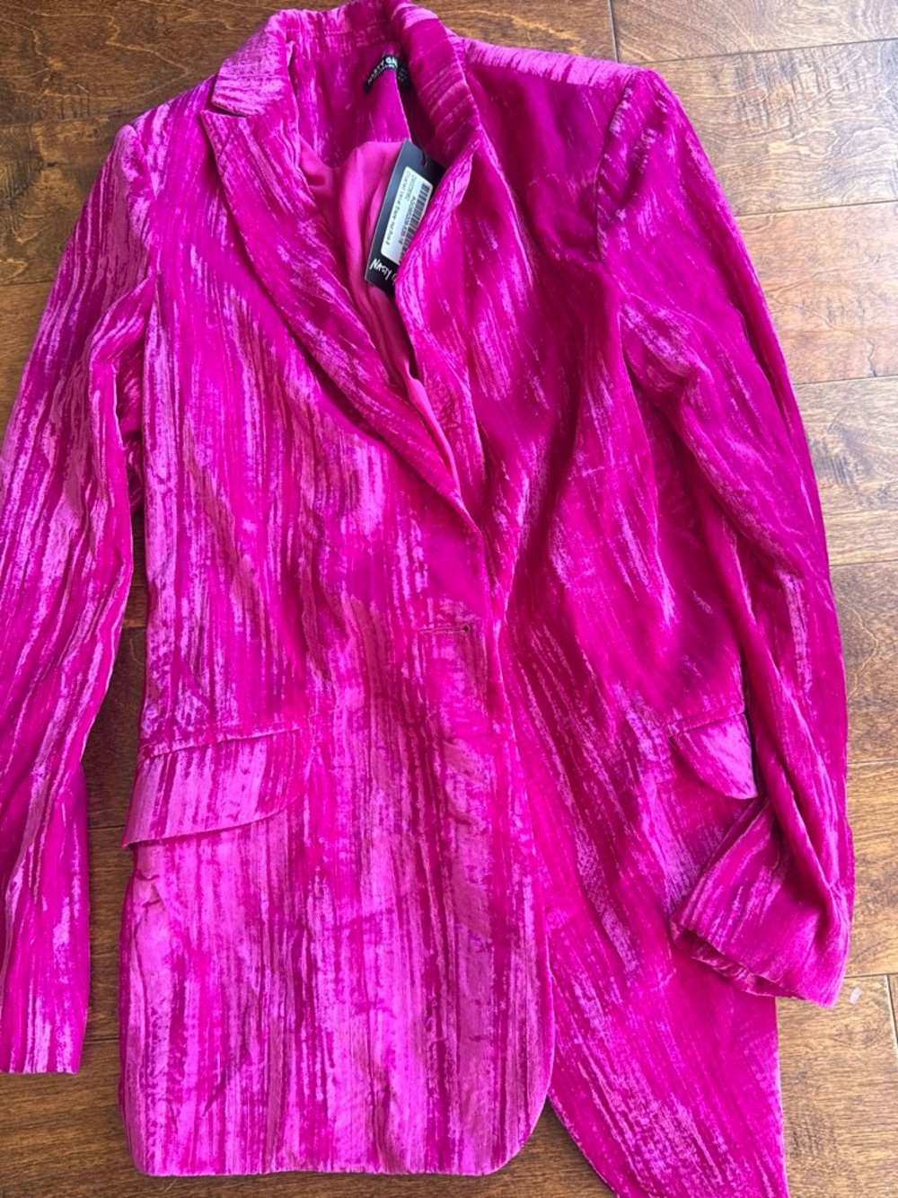 Nasty Gal Hot Pink Velvet Blazer